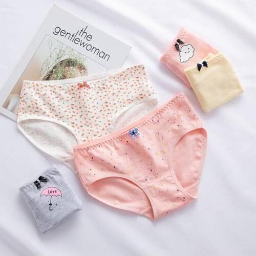 Women Pink Panties Lady Cotton Underwear Girls Breathable Seamless Mid Waist Briefs Women Cute Sexy Lingerie Intimates
