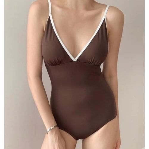 Womens Swimwear Swimsuit One Piece Whole Push Up Woman Rashguard Monokini 2021 Korea New Sexy Back Cover Contracted Pure Color