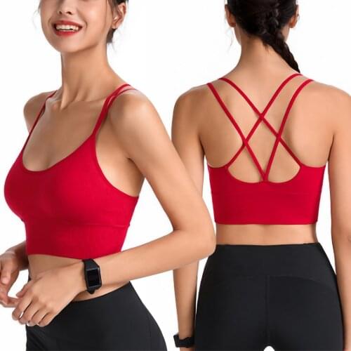Fashion New Women Casual Sports Bras Underwear Solid Color U-shaped Collar Sleeveless Female Sports Backless Tops