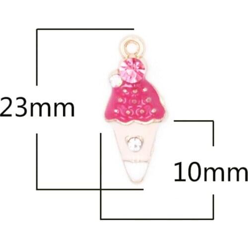 10pcs/Lot Crystal Icecream Diy Handmade Oil Enamel Charms Design for Jewelry Making Earring Bracelet or Necklace