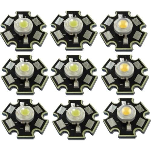 10pcs/lot High Power 1W 3W Cool / Warm White 3500K 6500K 10000K LED Bulb Chip Crystal Diodes Light With 20mm AL Star Base
