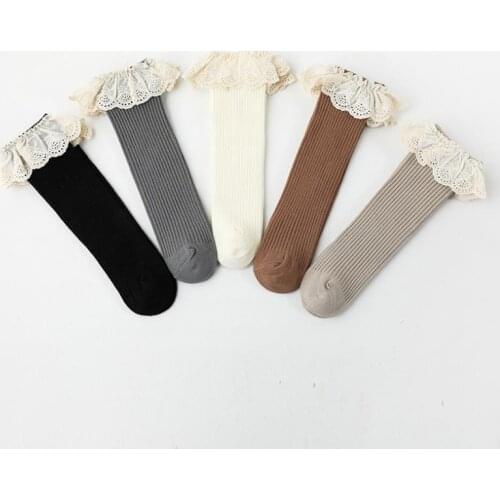 2021 Lovely Newborn Baby Girls Ruffles Knee-high Socks Fashion Socks for Kids Toddler Baby Girls 0-8T