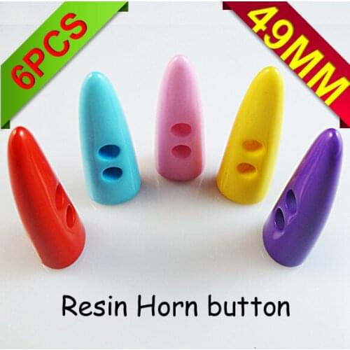 6PCS 49MM Color resin horn toggle clothes sewing button clothing accessory coat buttons WHB-041
