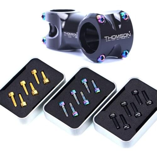 RISK 6PCS M5x18mm/ M5x20mm Titanium Stem Screws Bolt with Washer Bicycle Bike MTB Steering Stem Handlebar Ultralight Stem Screws