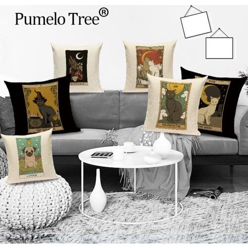 Abstract Tarot Cushions Cover Retro Africa Home Decorative Sofa Throw Pillow Case Vintage Animal Linen Cushion Covers Almofadas