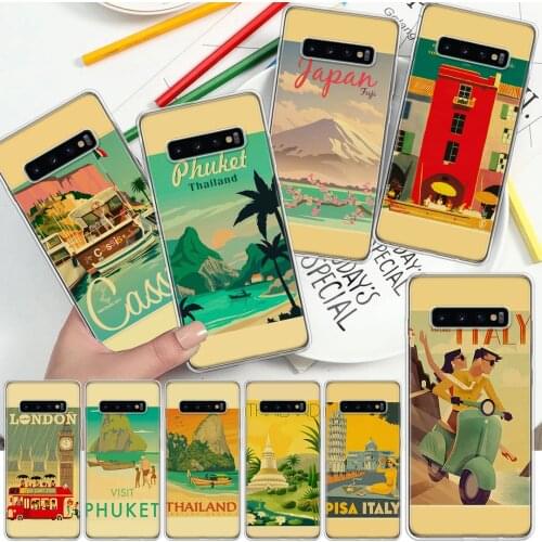 Vintage Art Painting New York London Italy TAHIT Phone Case For Samsung Galaxy A51 A71 A70 A50 A40 A30 A21 A20E A10S A41 A01 A6