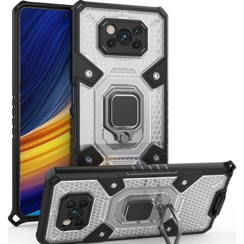 For Xiaomi Pocophone Poco X3 NFC Case Magnetic Car Ring Shockproof Armor Phone Case for Poco X3 Pro Clear Back Cover