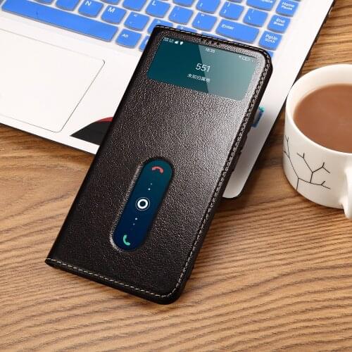 Genuine Cow Leather Case For Vivo X30 Pro Luxury Vintage Window View Stand Cover Cases+ Flip Magnet For Vivo X30 Pro