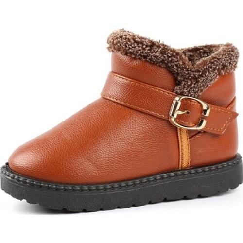 Children snow boots 2020 buckle decor kids ankle boots anti-slip winter shoes girls & boys boots waterproof boots