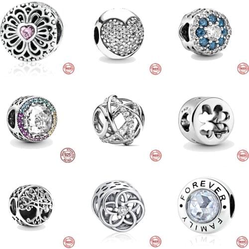 Hot Sale 925 Sterling Silver Tree of life forever family DIY fine beads Fit Original Pandora Charm Bracelet Jewelry