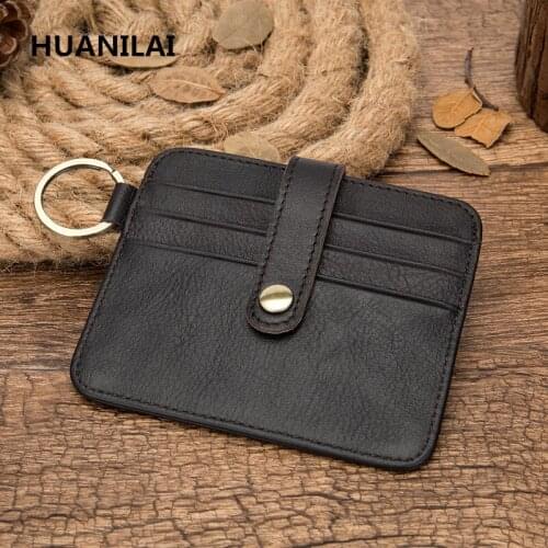 HUANILAI 100% Genuine Leather Card Package Coin Bag Card Holder Men Cowhide Wallets Women Credit Card Holder Cover MLT06