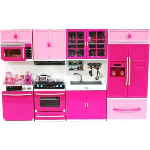 Toy Kitchen Set of 4 with Light Music Sound All Doors Open and Close