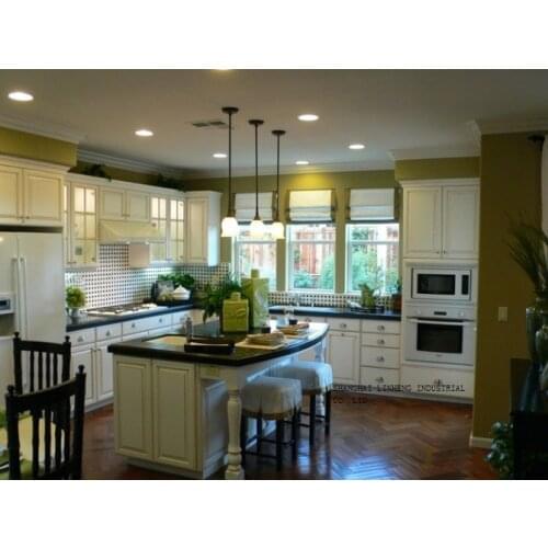 Antique style modular solid wood kitchen cabinets(LH-SW012)