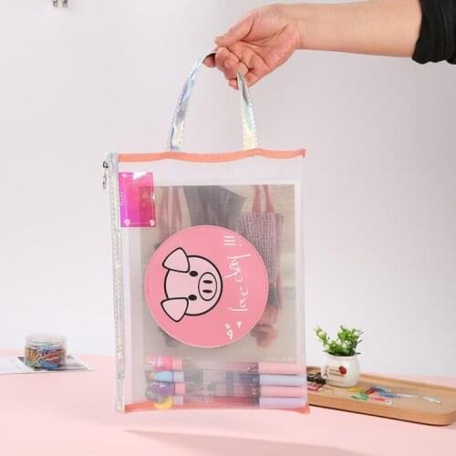 1PC Kawaii Pig Zipper A4 File Folder Organizer Storage Bag Office School Pencil Pen Case Stationery Supplies