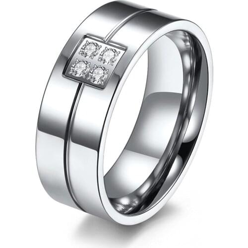 Korean Faashion Luxury Brand Square Shape Resin Stones Mens Matching Rings For Man Titanium Stainless Steel Bazel Setting Ring