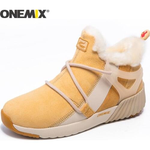 ONEMIX New Winter Running Shoes women Comfortable Womens boots Warm Wool Sneakers men Outdoor Unisex Athletic Sport Shoes men