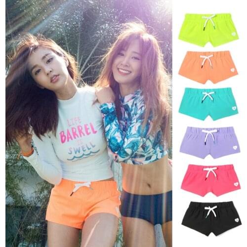 Summer sports leisure fitness solid color beach pants womens shorts tight skinny swim hot spring surfing quick-drying pants