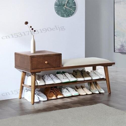Solid Wood Shoe Bench, Shoe Cabinet, Simple Modern Storage Stool, Door Shoe Cabinet, Stool Door, Home Soft Bag, Shoe Stool