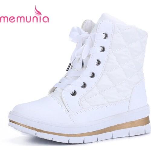 MEMUNIA 2020 NEW Ankle boots lace up comfortable flat boots high quality wool warm winter snow boots women shoes