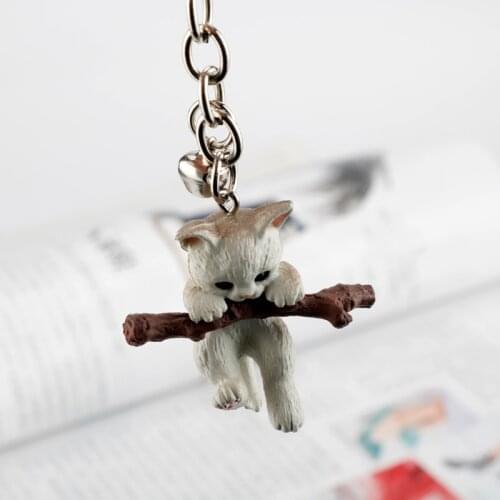 Cute Naughty Cat Keychain Women Bag Key Rings Ball Cat Pendant Key Buckles Men Key Accessories Toys Gift