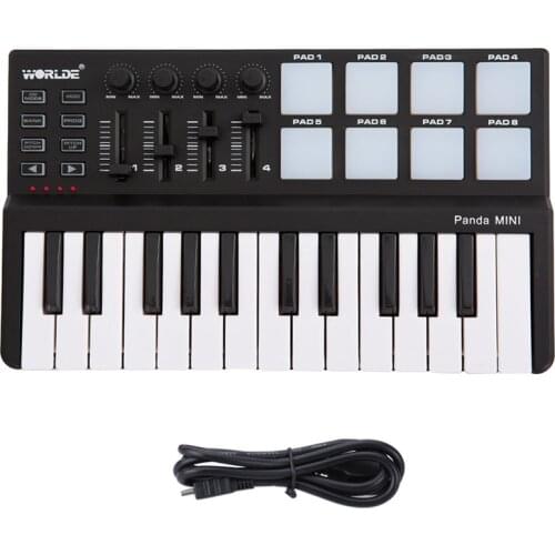 Worlde Panda mini Portable Mini 25-Key USB Keyboard and Drum Pad MIDI Controller
