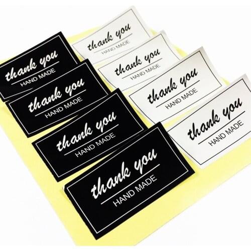 800 Pcs/lot Thank You Black&White Rectangle Handmade Sticker Seal DIY Multifunction Gift Sticker DIY Sealing Sticker