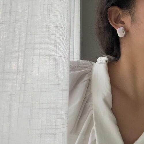 Fashion Jewelry Colorful Big Square Baroque Shaped Pearl White Earrings Strange Temperament Earrings Female