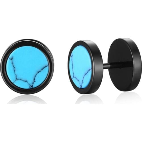 Fashion Barbell Earrings For Men Boy Round Cake Dumbbell Stud Earring Stainless Steel Punk Cool Male Jewelry Gift