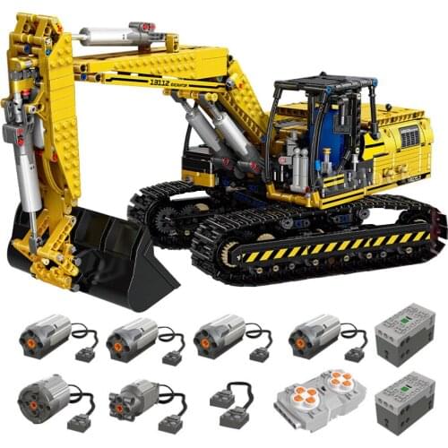 MOC RC Excavator Crane Bulldozer Truck Engineering Vehicle Technic Car Building Blocks Boy Birthday Gift Kids Remote Control Toy