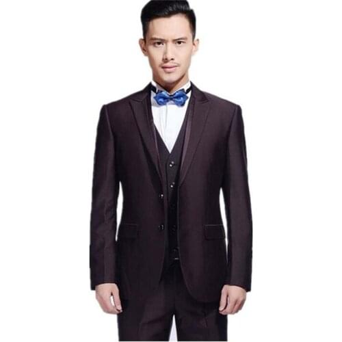 New Men’s Suit Smolking Noivo Terno Slim Fit Easculino Evening Suits For Men Groom Wedding Formal(Pants+Jacket+Vest)