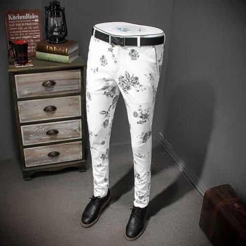 Flower Dress Business Suit Pant Mens Flroal Pantalon De Travail Pour Homme Men Classic Pants Trousers