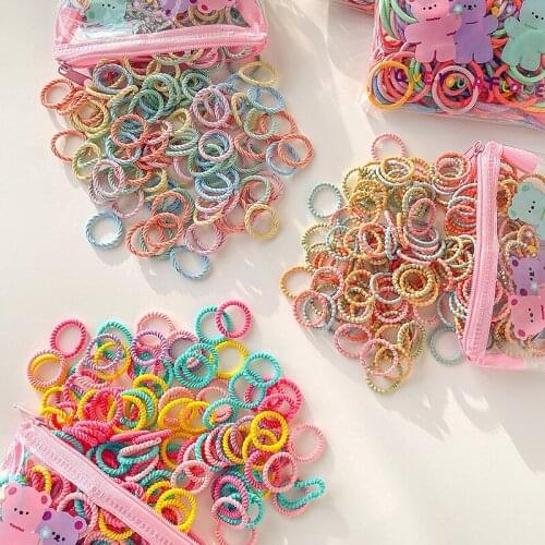 50/100 Pcs/Set Baby Girls Cute Colors Solid Scrunchies Rubber Bands Children Lovely Soft Elastic Hair Bands Kid Hair Accessories