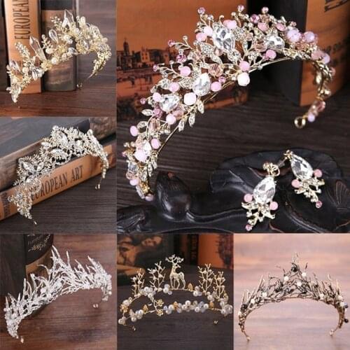 Luxury Silver Color Rhinestone Wedding Tiara Crown Pearl Queen Diadem Bride Crown Headpiece Wedding Hair Accessories Tiara