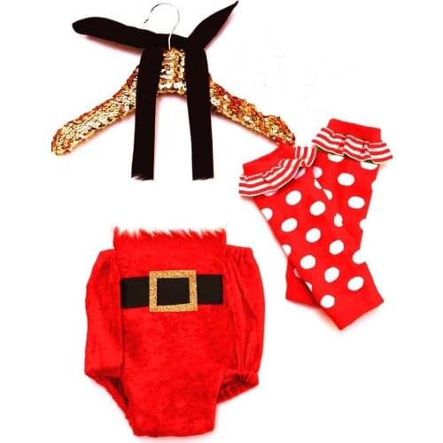 FOCUSNORM 0-24M Newborn Baby Girls Christmas Rompers Outwear Sleeveless Strap Lace Up Patchwork Fur Jumpsuits