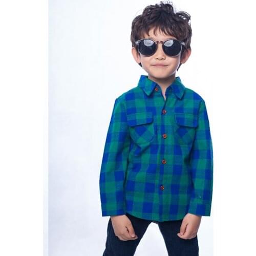 Manufacturers direct 2018 spring and autumn new boys plaid shirt long sleeve plaid lined with childrens wear