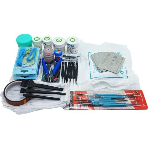 2021 Bga Reball Reballing Net Universal Stencils Template Set Kit Silver Steel Welding Fluxes With Stand