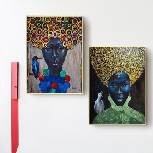 Modern Abstract African Women Portrait Oil on Canvas Painting Scandinavian Posters and Prints Wall Art Picture Home Decoration