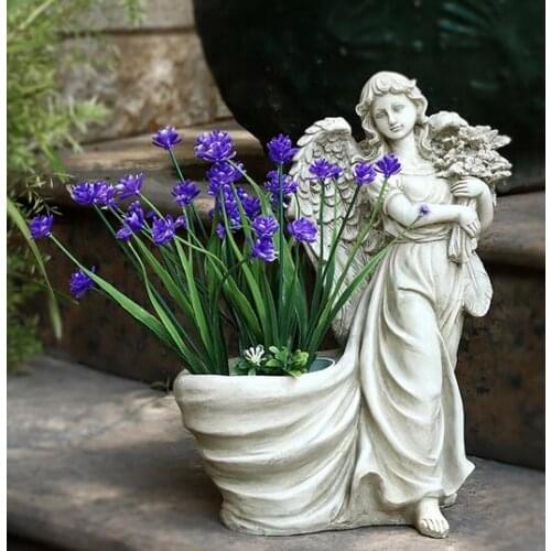 RESIN ANGEL FIGURINES CRAFTS CHARACTER STATUE OUTDOOR GARDEN SCULPTURE DECORATION COURTYARD PARK VILLA DECORATION A1548
