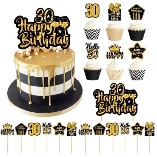 30 40 50 60 Years Old Cake Topper Happy Birthday Party Decoration Adult Anniversary 30th 40th 50th 60th Birthday Cake Decoration