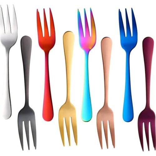 Fruit Fork Luxury Stainless Steel Cake Dessert Fork Mini Salad Flatware Cutlery Snack Dinnerware Party Utensils Kitchen Tools