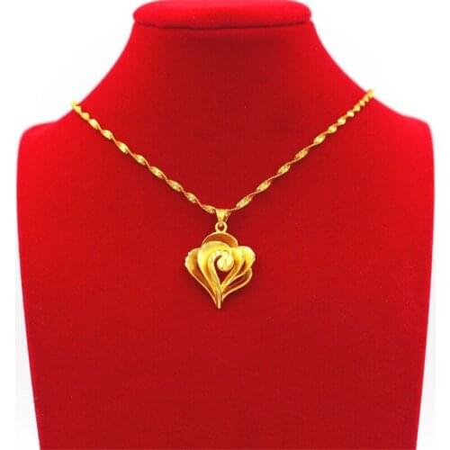 Pendant Necklaces for Women Hollow Cloud Heart Necklace Cute Real Yellow Gold Plated Women Necklaces Party Anniversary Jewelry