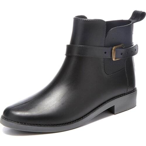 PVC Winter Fashion Women Rain Boots Waterproof Wear-resistant Rubber Shoes Non-slip Rainboots Casual Middle Work Water Shoes