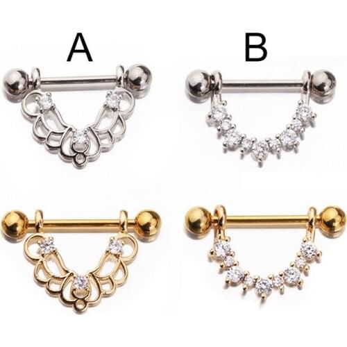 1PC Stainles Steel Nipple Piercing Set 14G Crystal Nipple Piercing Bar Lot Tongue Ring Nipple Piercing Jewelry Nipple Ring