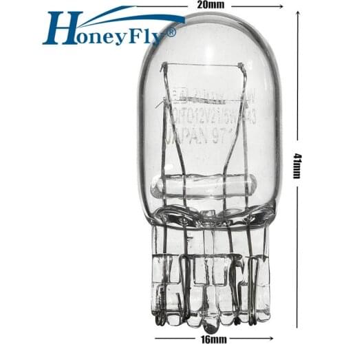 HoneyFly 10pcs T20 7443 7440 Halogen Lamp W21 12V 5W Turn Signal Lamp Clear Crystal 3800K Warm White For Automobile