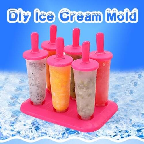 6PC/1 Set Circular With Lid Ice Tray DIY Ice Cream Mold Summer Ice Cream Popsicle Making Mold 3D High Quality PP Mould