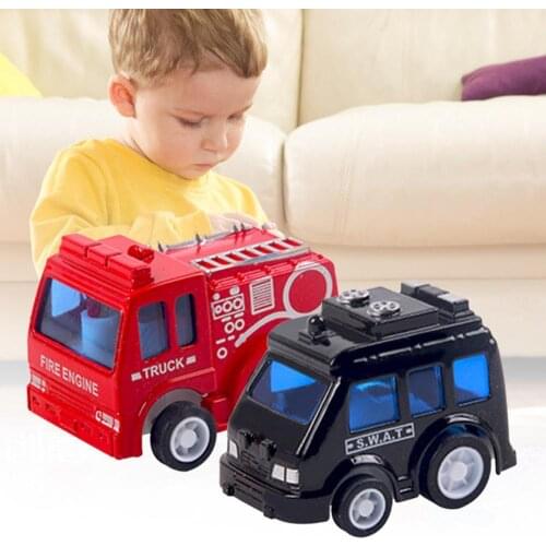 6Pcs Creative Mini Pull Back Police Car School Bus Ambulance Kids Toys Vehicles Model Exquisite Ornaments and Collections