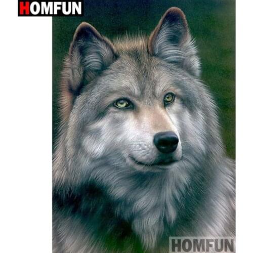 HOMFUN Full Square/Round Drill 5D DIY Diamond Painting "Animal wolf" Embroidery Cross Stitch 5D Home Decor Gift A17466