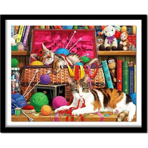 Diamond Painting Cute Cat Pattern Diamond Full Square Drill Resin Bedroom Living Room Decor Unfinished Crafts