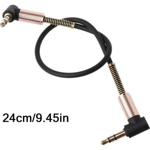 24cm Dual 90 Degree Nylon 3.5 mm to 3.5mm Male Jack Audio Cable Car Aux Cord for iphone Samsung Xiaomi MP3 Speaker