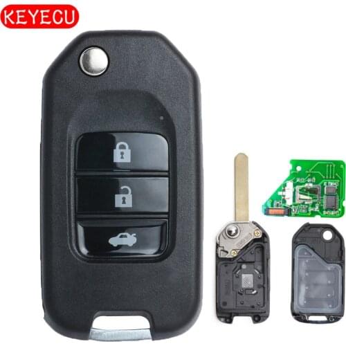 Keyecu Folding Remote Key Fob 433Mhz A-47 Chip for Honda Accord 9th, Crider 2015